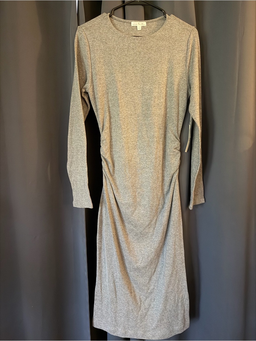 Nine Britton Heather Gray Long Sleeve Midi Dress